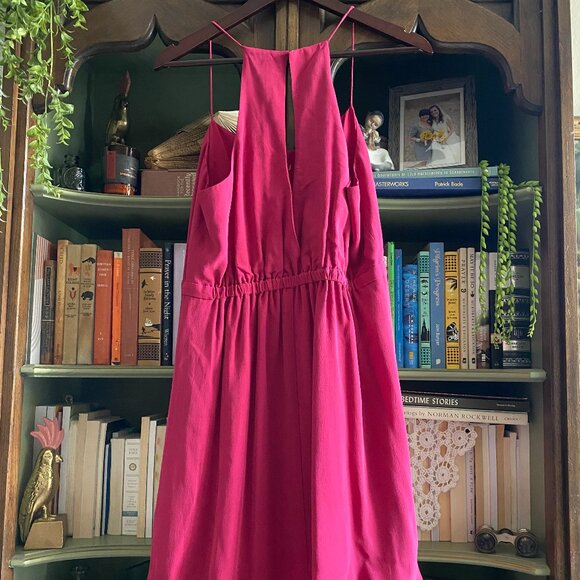 Madewell Silk Fuchsia Pink Strappy Mini Dress Size 8 - Picture 3 of 11
